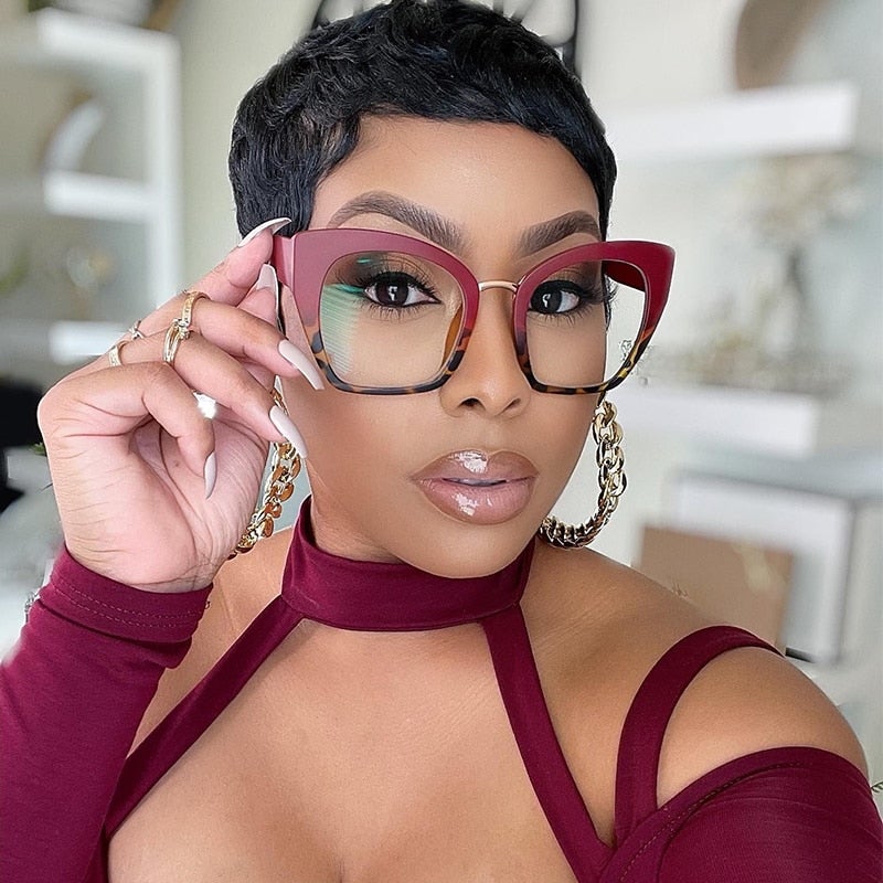 Spectacle Frame Oversized Cat Eye Sunglasses