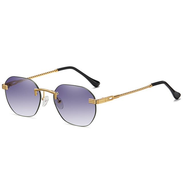 Frameless Gold Metal Retro Sunglasses