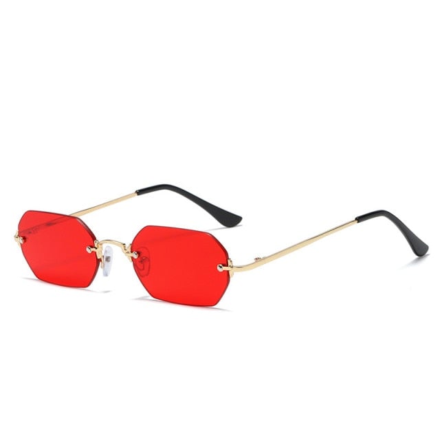 Frameless Gold Metal Retro Sunglasses
