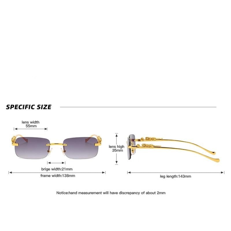 Metal Leopard Rimless Square Sunglasses