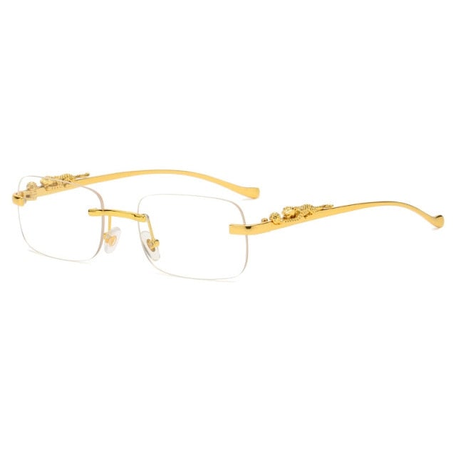 Metal Leopard Rimless Square Sunglasses