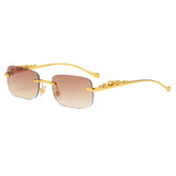 Metal Leopard Rimless Square Sunglasses