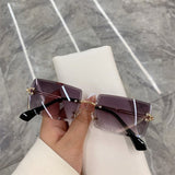 Vintage Frameless Gradient Square Sunglasses