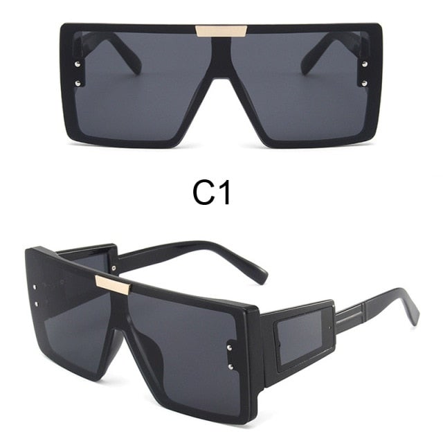 Big Frame Flat Top Gradient  Square Sunglasses