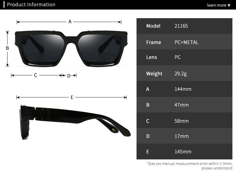 Oversized Retro Eyewear with Case Square Sunglasses