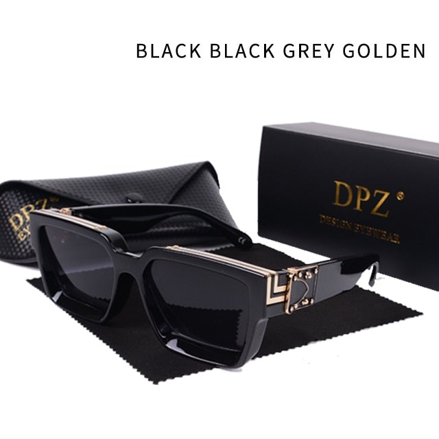 Oversized Retro Eyewear with Case Square Sunglasses
