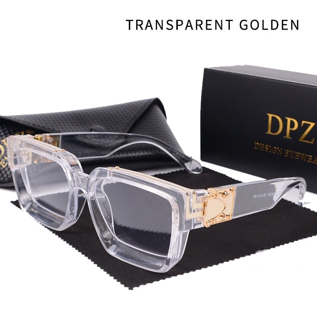 Oversized Retro Eyewear with Case Square Sunglasses