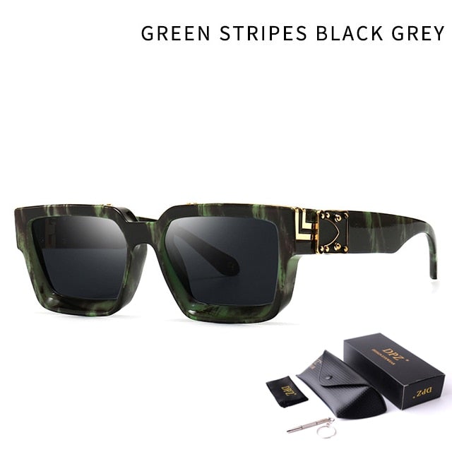 Oversized Retro Eyewear with Case Square Sunglasses