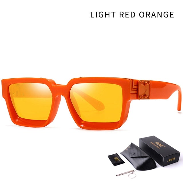 Oversized Retro Eyewear with Case Square Sunglasses