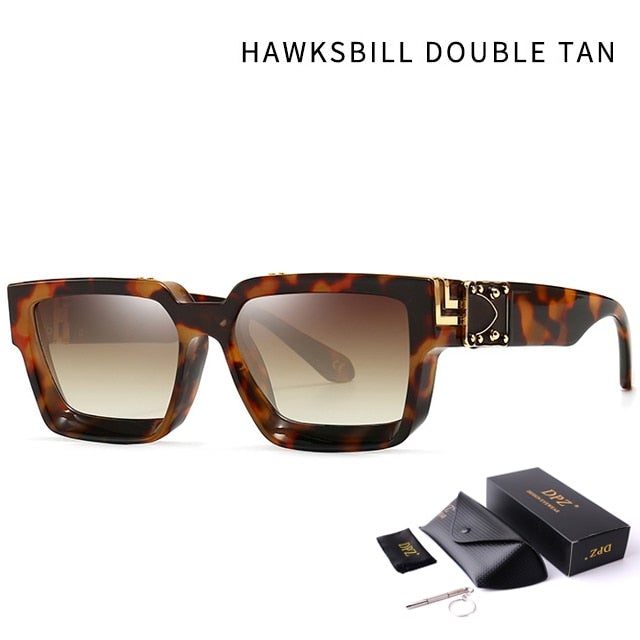 Oversized Retro Eyewear with Case Square Sunglasses