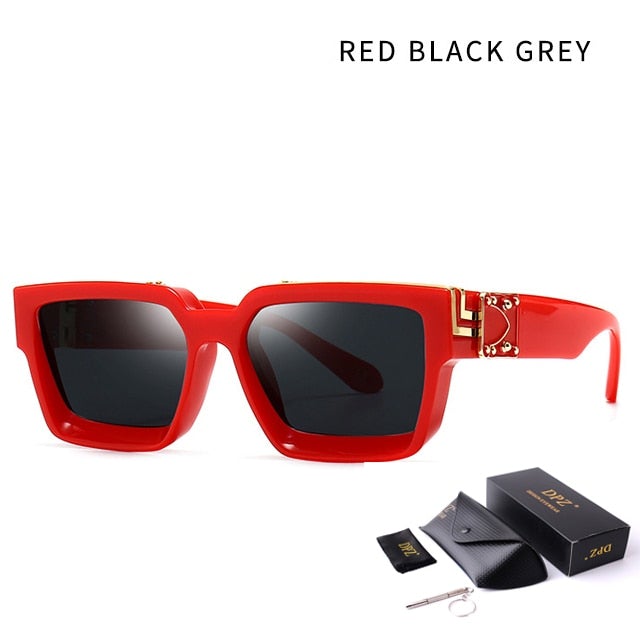 Oversized Retro Eyewear with Case Square Sunglasses