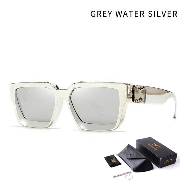 Oversized Retro Eyewear with Case Square Sunglasses