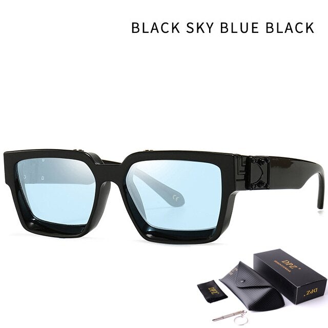 Oversized Retro Eyewear with Case Square Sunglasses