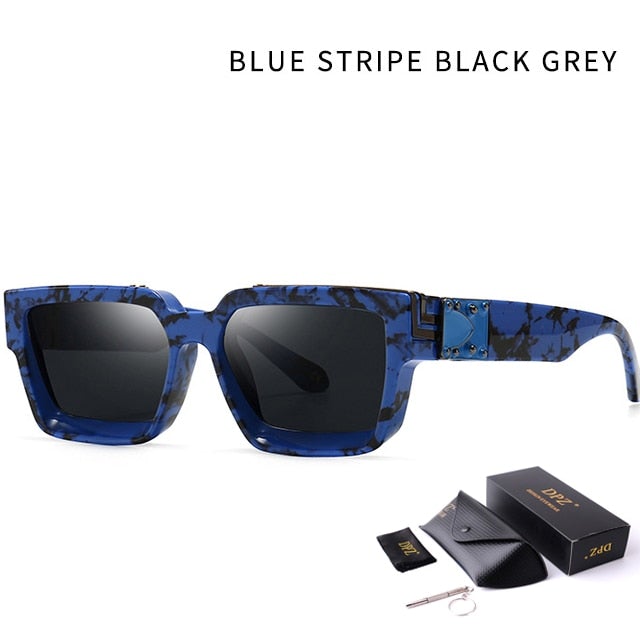 Oversized Retro Eyewear with Case Square Sunglasses