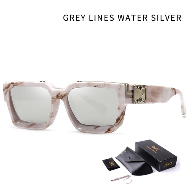 Oversized Retro Eyewear with Case Square Sunglasses
