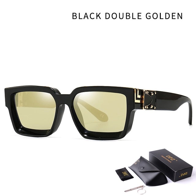 Oversized Retro Eyewear with Case Square Sunglasses