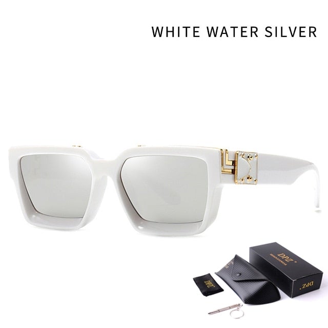 Oversized Retro Eyewear with Case Square Sunglasses