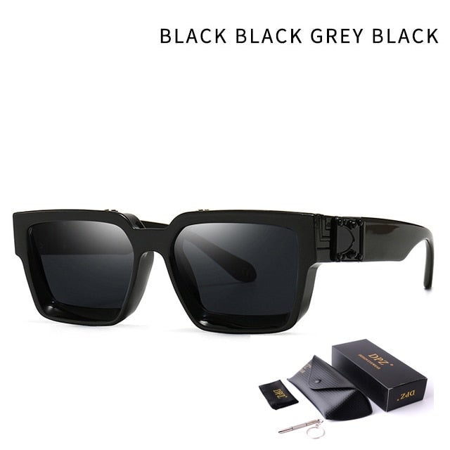 Oversized Retro Eyewear with Case Square Sunglasses