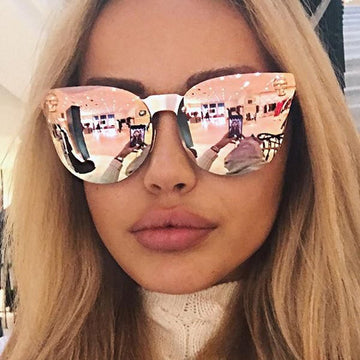 Rose Gold Skull Oversize Cat Eye Sunglasses