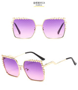 Oversized with Pearls Square Sunglasses