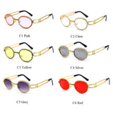 Steampunk Multicolor Rhinestone Round Sunglasses