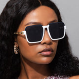 Metal Chain Frame Square Sun Glasses