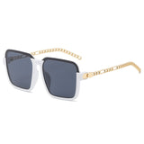 Metal Chain Frame Square Sun Glasses