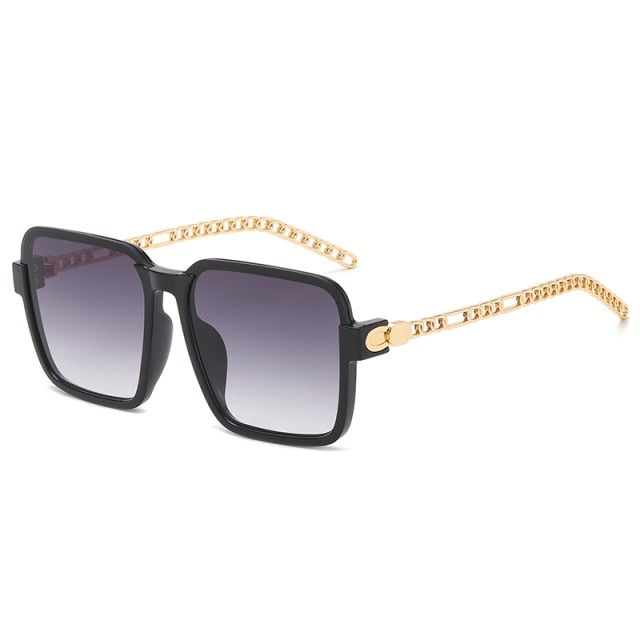 Metal Chain Frame Square Sun Glasses