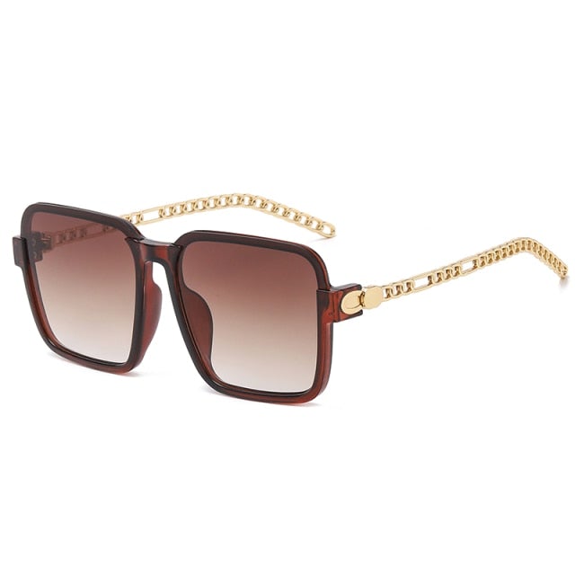 Metal Chain Frame Square Sun Glasses