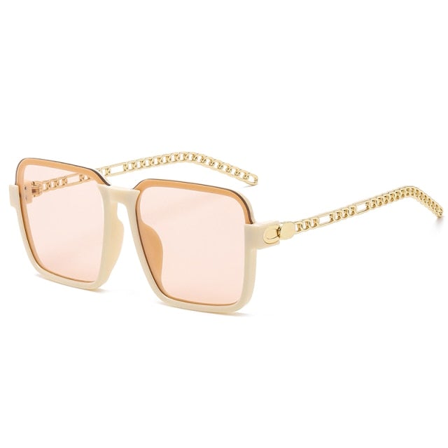 Metal Chain Frame Square Sun Glasses