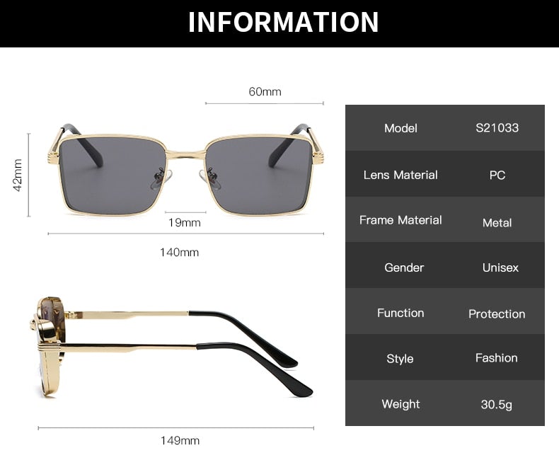 Classic Square Steampunk Sunglasses