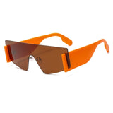 Rimless Brown Shades Square Sunglasses