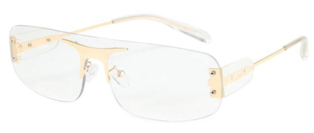 Brown-Tinted Square Rimless Sunglasses