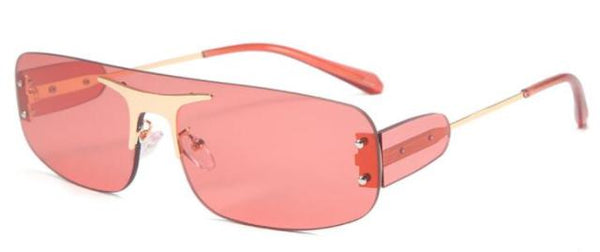 Brown-Tinted Square Rimless Sunglasses