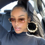 Alloy Frame Rimless Square Sunglasses