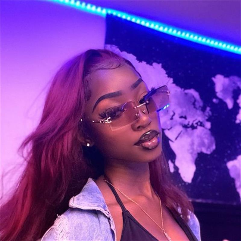 Alloy Frame Rimless Square Sunglasses