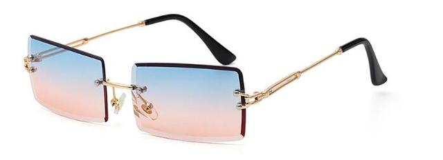 Alloy Frame Rimless Square Sunglasses