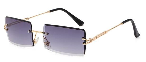 Alloy Frame Rimless Square Sunglasses