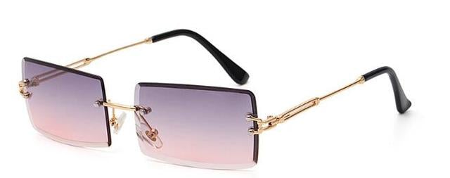Alloy Frame Rimless Square Sunglasses