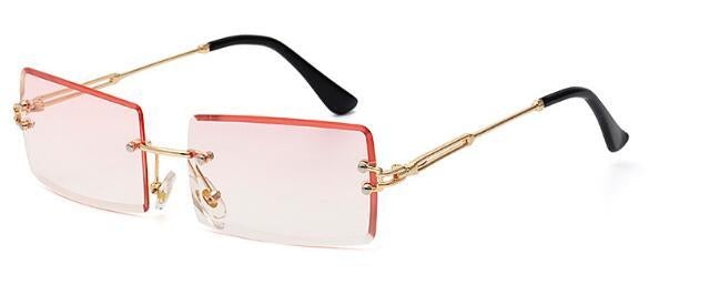 Alloy Frame Rimless Square Sunglasses