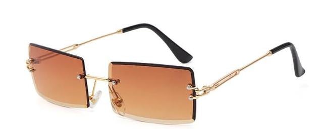 Alloy Frame Rimless Square Sunglasses