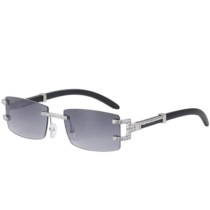 Rimless Small Frame Square Sunglasses