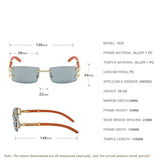 Rimless Small Frame Square Sunglasses