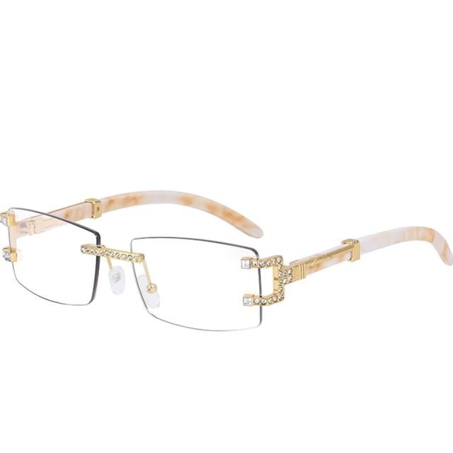 Rimless Small Frame Square Sunglasses