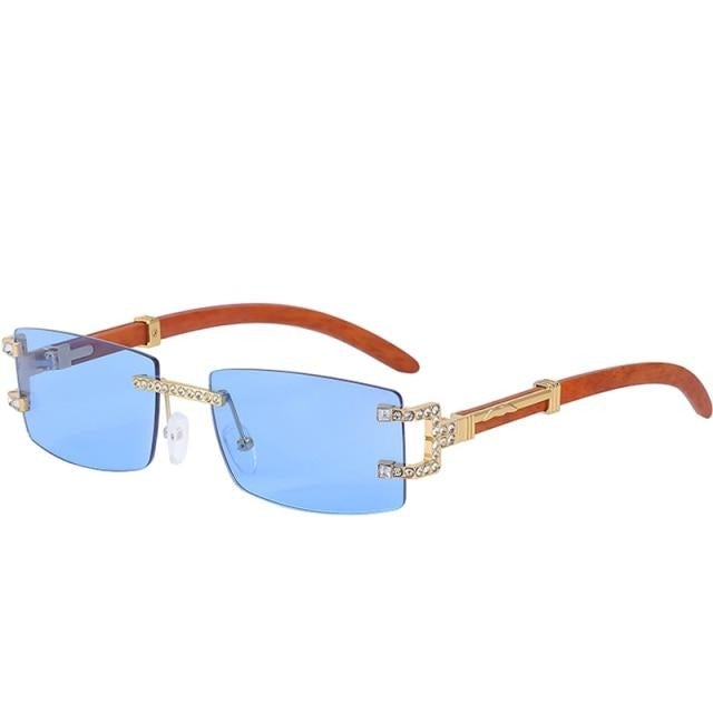 Rimless Small Frame Square Sunglasses