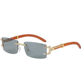 Rimless Small Frame Square Sunglasses