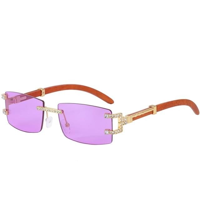 Rimless Small Frame Square Sunglasses