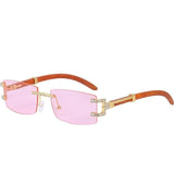 Rimless Small Frame Square Sunglasses