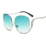 Semi Rimless Oversized Round Sunglasses