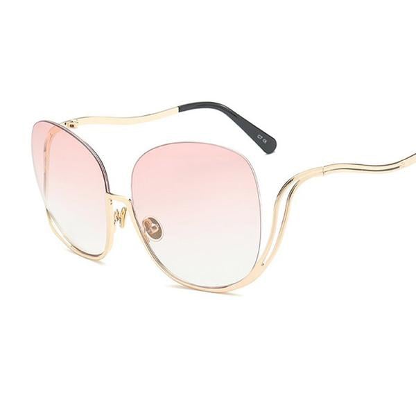 Semi Rimless Oversized Round Sunglasses